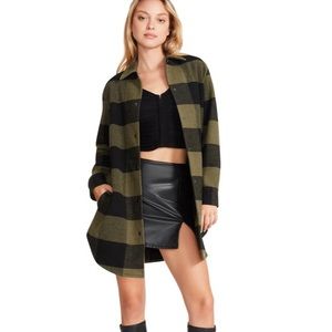 Steve Madden Eldridge Plaid Coat Sage